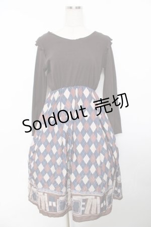 画像: axes femme / ドッキングワンピース  ブラウン×紺 Y-25-11-30-198-AX-OP-SZ-ZI