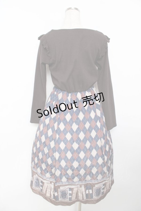 画像2: axes femme / ドッキングワンピース  ブラウン×紺 Y-25-11-30-198-AX-OP-SZ-ZI (2)