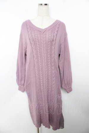 画像: axes femme / スリットロングニットワンピ  ラベンダー Y-25-11-30-200-AX-OP-SZ-ZY