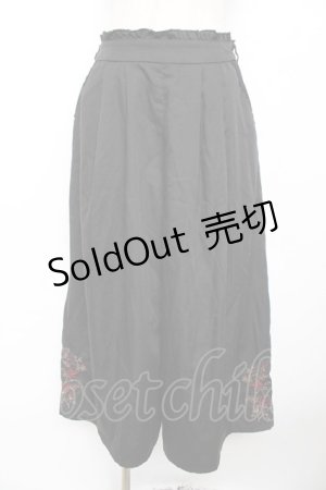 画像: axes femme / ローズ刺繍入りガウチョパンツ M 黒 Y-25-11-30-215-AX-PA-SZ-ZY