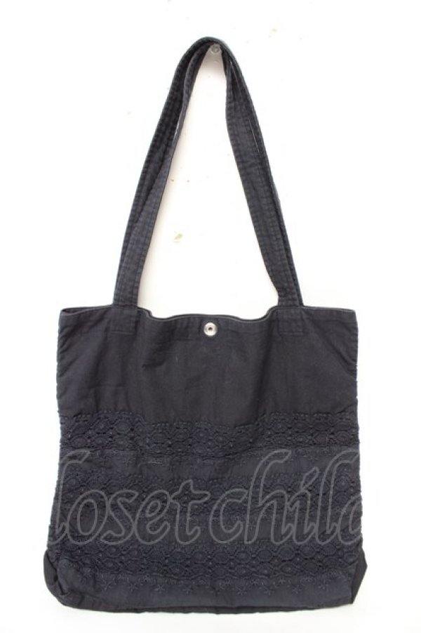 画像2: powder / コットンレースミニトートバッグ  紺 Y-25-11-30-027-LO-BG-SZ-ZTK021 (2)