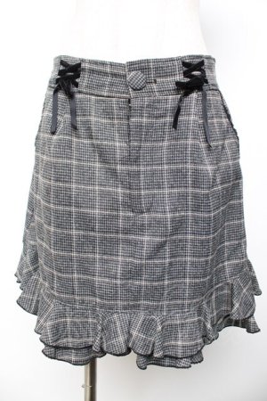 画像: axes femme kawaii / 裾フリルチェック柄スカート M 黒 Y-25-11-30-231-AX-SK-SZ-ZY