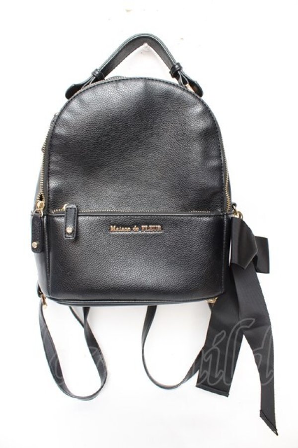 画像1: Maison de FLEUR / りぼんMリュック M ブラック Y-25-11-30-029-LO-BG-SZ-ZY (1)