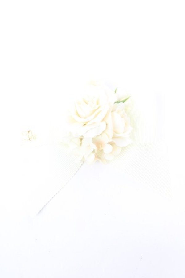 画像1: Innocent World / ミニチュアローズリボンクリップ  アイボリー Y-25-11-30-005-IW-ZA-SZ-ZY (1)