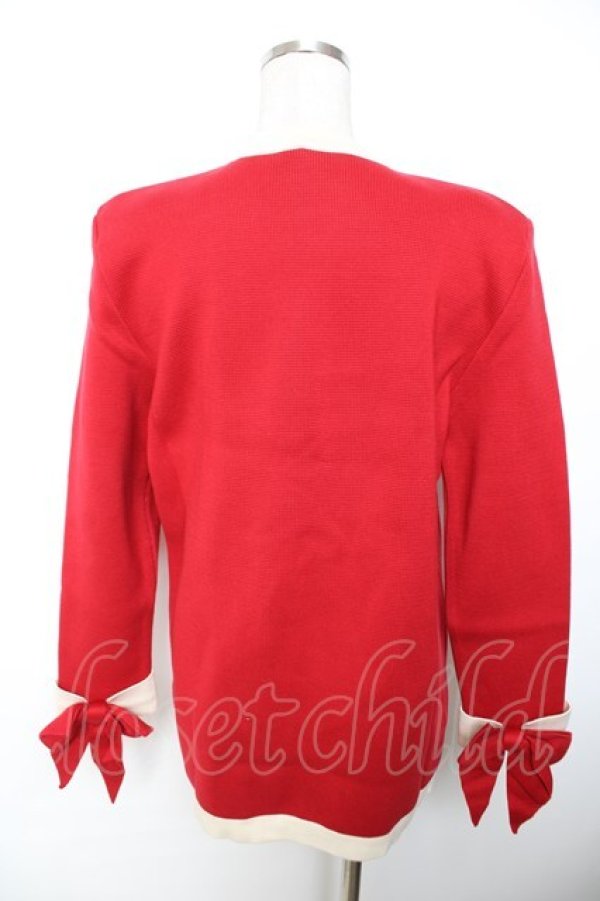 画像2: INGEBORG / 配色カーディガン F 赤 Y-25-12-01-050-LO-TO-SZ-ZY (2)