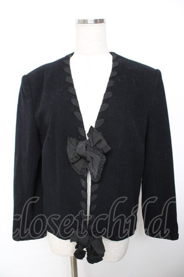 画像1: INGEBORG / リボン通しウールジャケット F 紺 Y-25-12-01-056-LO-JA-SZ-ZY (1)