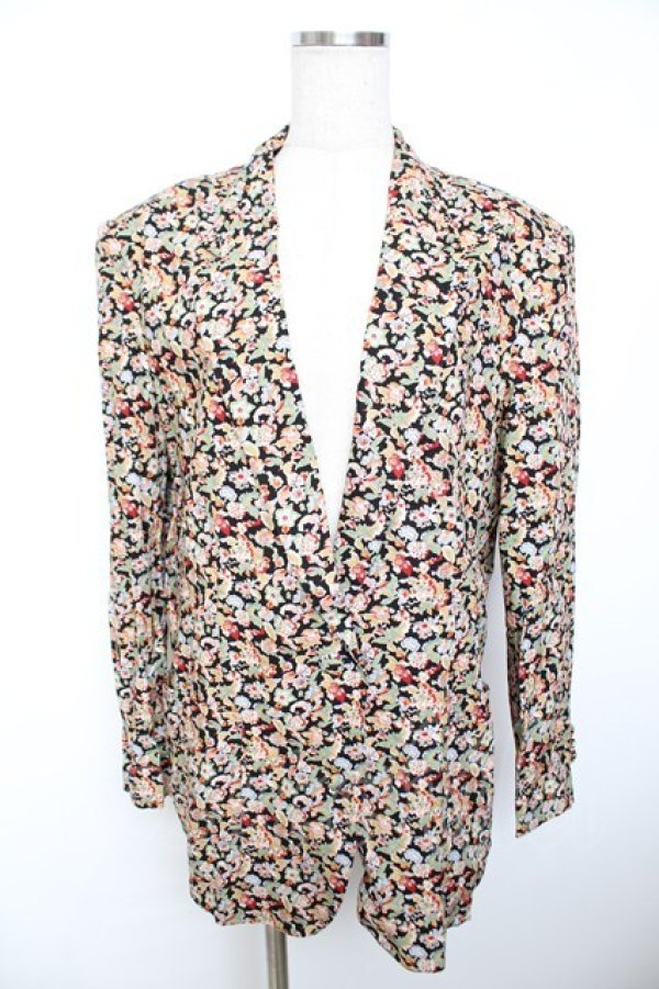 画像1: INGEBORG / 花柄テーラードジャケット F 黒 Y-25-12-01-064-LO-JA-SZ-ZY (1)