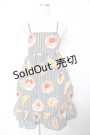 画像: Emily Temple cute / バケットストライプレースショルダーワンピース  黒 Y-25-12-01-079-ET-OP-SZ-ZI