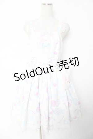 画像: Angelic Pretty / Fluffy Puff Bunnyジャンパースカート  ホワイト Y-25-12-01-086-AP-OP-SZ-ZY