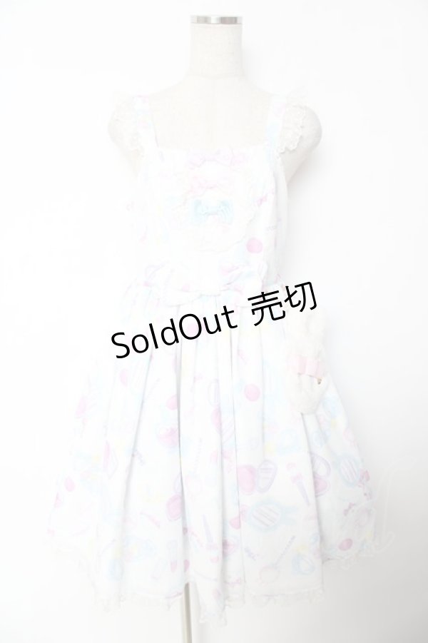 画像1: Angelic Pretty / Fluffy Puff Bunnyジャンパースカート  ホワイト Y-25-12-01-086-AP-OP-SZ-ZY (1)