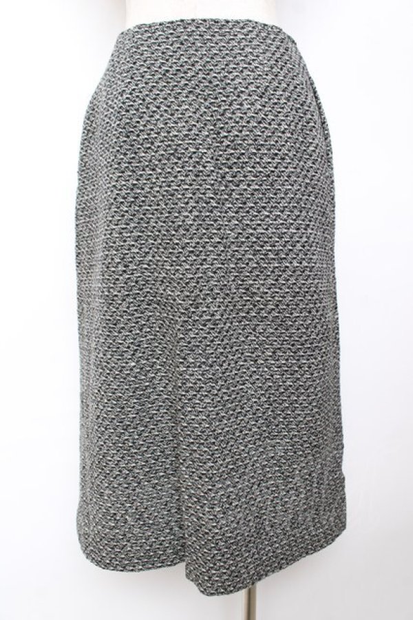 画像2: INGEBORG / リボン通しツイードスカート  黒 Y-25-12-01-100-LO-SK-SZ-ZY (2)