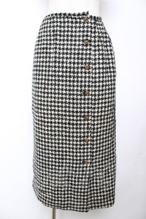 画像: INGEBORG / 千鳥柄ウールスカート  黒 Y-25-12-01-101-LO-SK-SZ-ZY