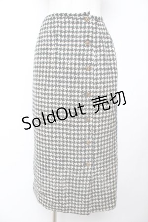 画像: INGEBORG / 千鳥柄ウールスカート  黒 Y-25-12-01-101-LO-SK-SZ-ZY