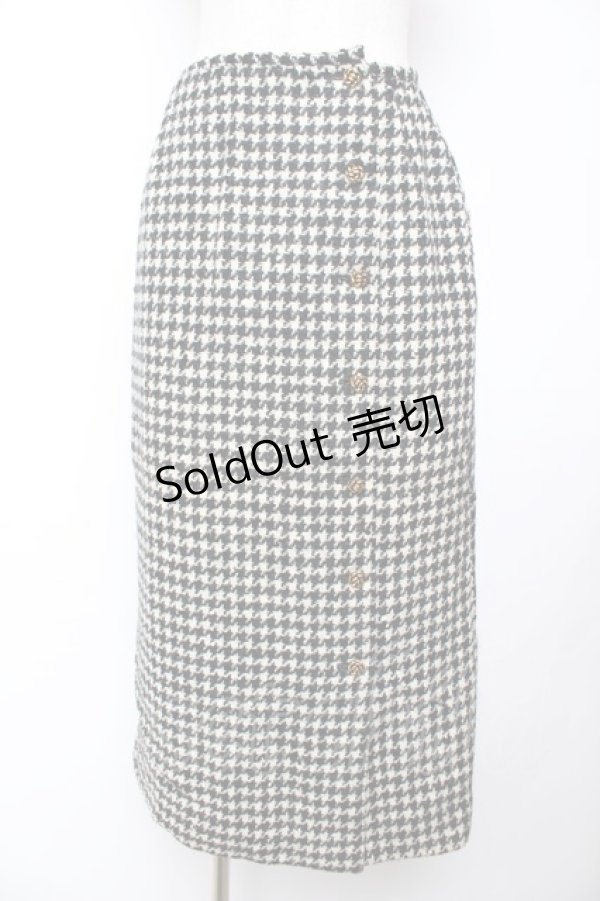 画像1: INGEBORG / 千鳥柄ウールスカート  黒 Y-25-12-01-101-LO-SK-SZ-ZY (1)