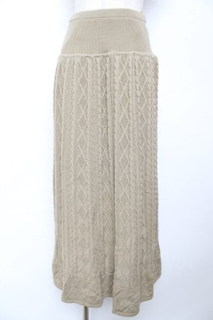 画像: PINK HOUSE / 編みニットスカート  カーキ Y-25-12-01-102-LO-SK-SZ-ZY