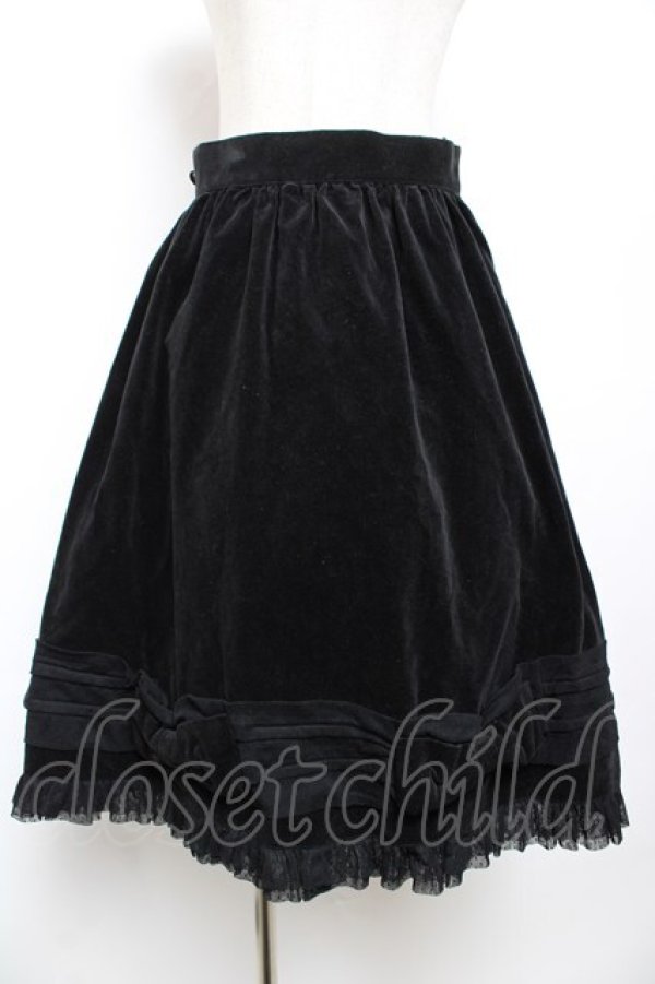 画像1: metamorphose / 別珍リボンミディアムスカート  黒 Y-25-12-01-107-ME-SK-SZ-ZY (1)