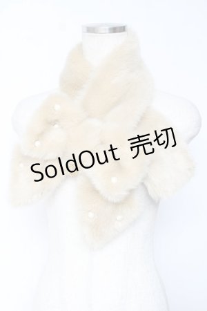 画像: BABY, THE STARS SHINE BRIGHT / リボンとパールのファーマフラー  キャメル Y-25-12-01-017-BA-ZA-SZ-ZY