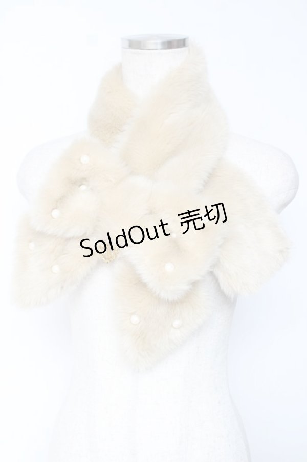 画像1: BABY, THE STARS SHINE BRIGHT / リボンとパールのファーマフラー  キャメル Y-25-12-01-017-BA-ZA-SZ-ZY (1)