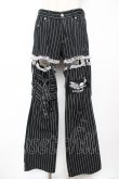 画像1: MAD / レッグカバー付きストライプパンツ M 黒 Y-25-12-01-115-PU-PA-SZ-ZY (1)