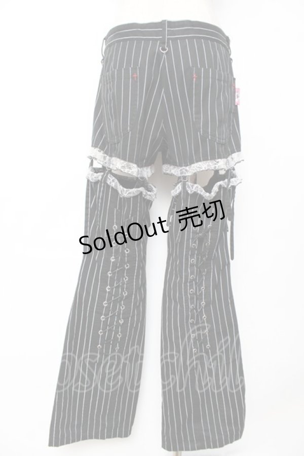画像2: MAD / レッグカバー付きストライプパンツ M 黒 Y-25-12-01-115-PU-PA-SZ-ZY (2)
