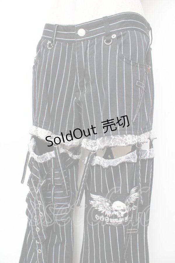 画像3: MAD / レッグカバー付きストライプパンツ M 黒 Y-25-12-01-115-PU-PA-SZ-ZY (3)