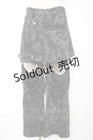 画像: SEX POT ReVeNGe / フラップ付きレッグカバーパンツ M 黒×グレー Y-25-12-01-116-SP-PA-SZ-ZY