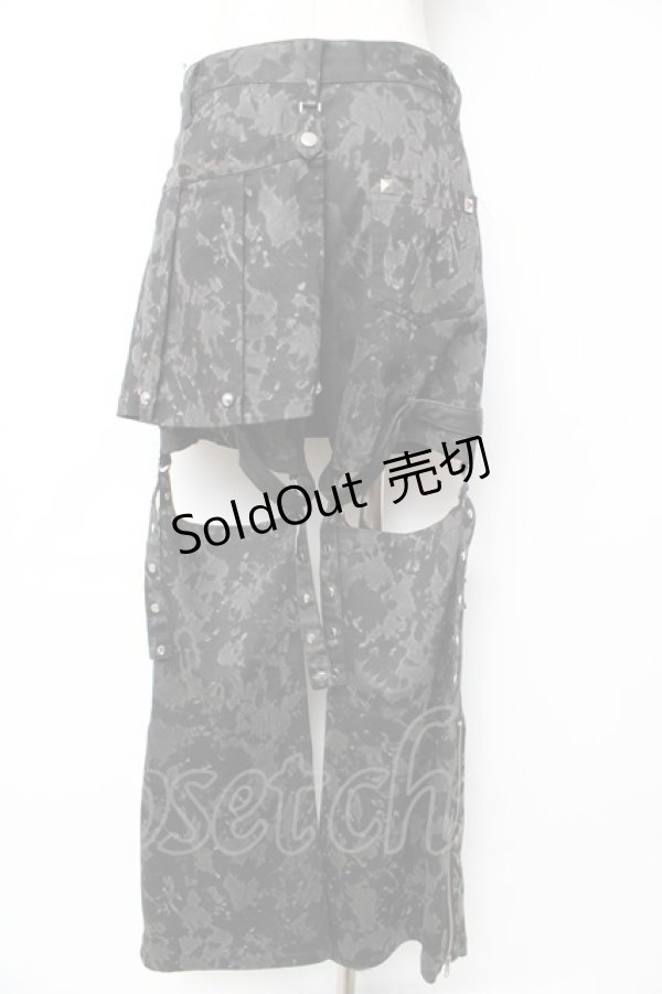 画像2: SEX POT ReVeNGe / フラップ付きレッグカバーパンツ M 黒×グレー Y-25-12-01-116-SP-PA-SZ-ZY (2)