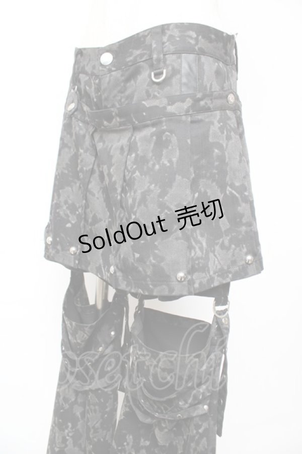 画像3: SEX POT ReVeNGe / フラップ付きレッグカバーパンツ M 黒×グレー Y-25-12-01-116-SP-PA-SZ-ZY (3)