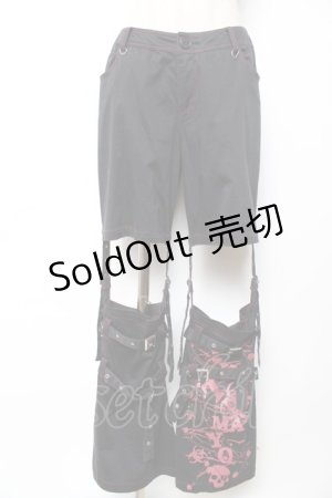 画像: PUTUMAYO / ボンテージデタッチパンツ  黒×赤 Y-25-12-01-118-PT-PA-SZ-ZY