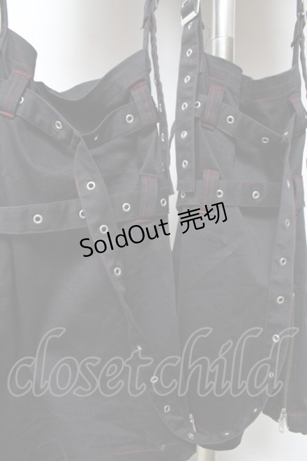 画像4: PUTUMAYO / ボンテージデタッチパンツ  黒×赤 Y-25-12-01-118-PT-PA-SZ-ZY (4)