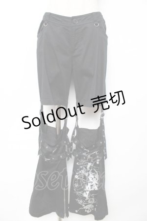 画像: PUTUMAYO / ボンテージパンツ  黒×シルバー Y-25-12-01-119-PT-PA-SZ-ZY