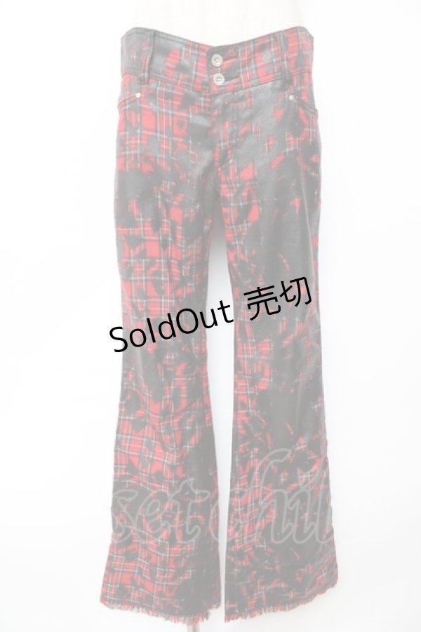 画像1: ALGONQUINS / プリント入りターランチェックパンツ 1 赤 Y-25-12-01-120-AL-PA-SZ-ZS (1)