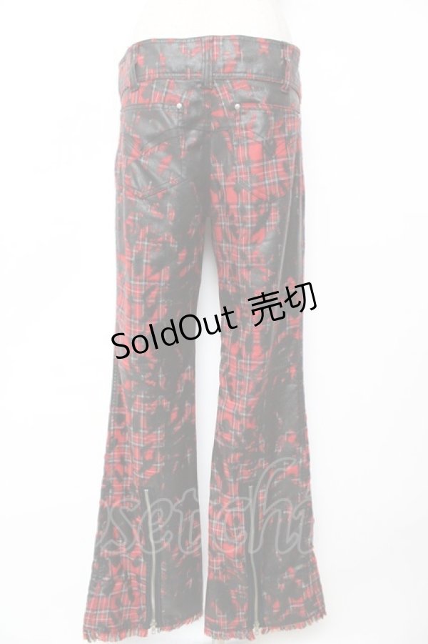 画像2: ALGONQUINS / プリント入りターランチェックパンツ 1 赤 Y-25-12-01-120-AL-PA-SZ-ZS (2)