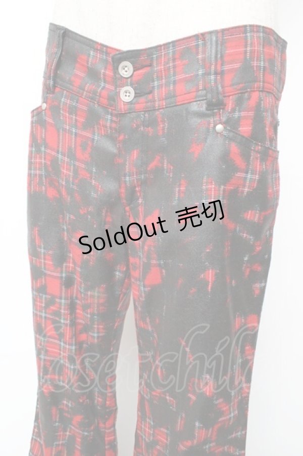 画像3: ALGONQUINS / プリント入りターランチェックパンツ 1 赤 Y-25-12-01-120-AL-PA-SZ-ZS (3)
