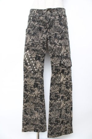 画像: ALGONQUINS / 総柄デニムパンツ 1 ベージュ Y-25-12-01-122-AL-PA-SZ-ZS