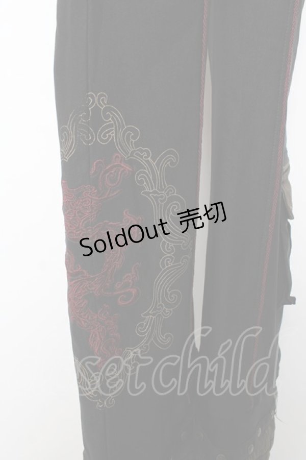 画像3: Ozz Croce / サイド編み上げ刺繍入りフレアパンツ  黒 Y-25-12-01-123-OO-PA-SZ-ZY (3)