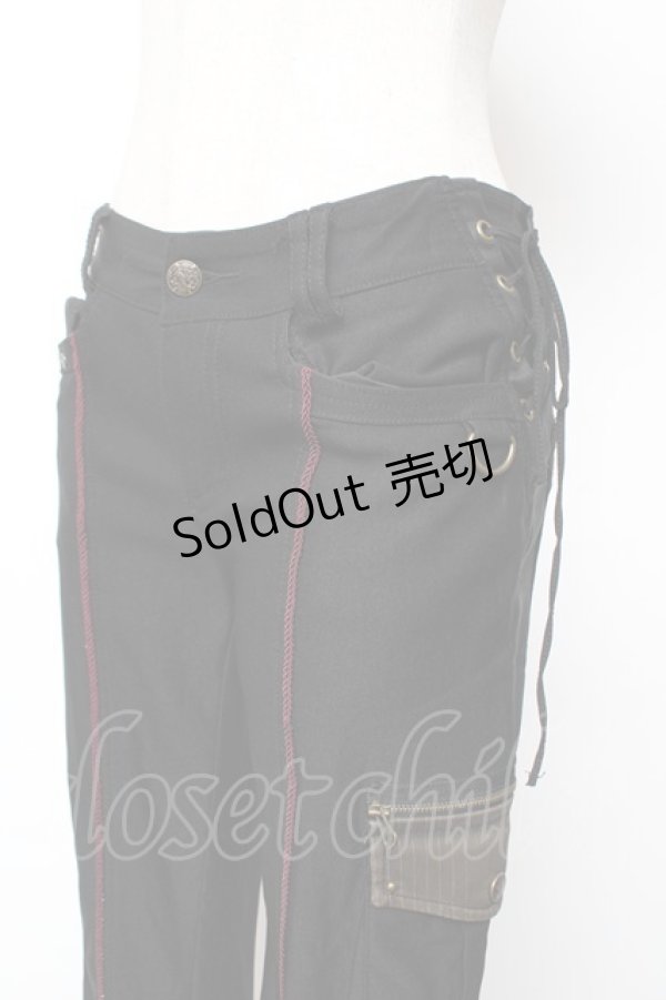 画像4: Ozz Croce / サイド編み上げ刺繍入りフレアパンツ  黒 Y-25-12-01-123-OO-PA-SZ-ZY (4)