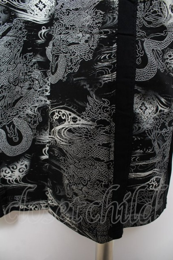 Ozz Croce / 総柄龍ptフレアスキニーパンツ 黒×白 Y-25-12-01-124-OO