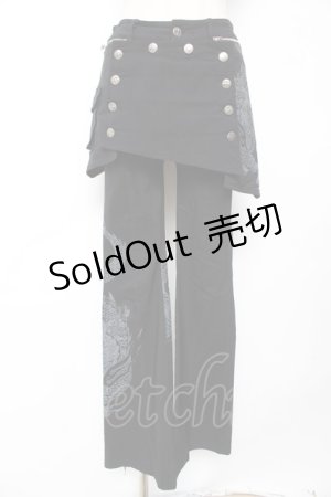 画像: Ozz On / 龍ptスカート付きフレアパンツ  黒 Y-25-12-01-127-OO-PA-SZ-ZY