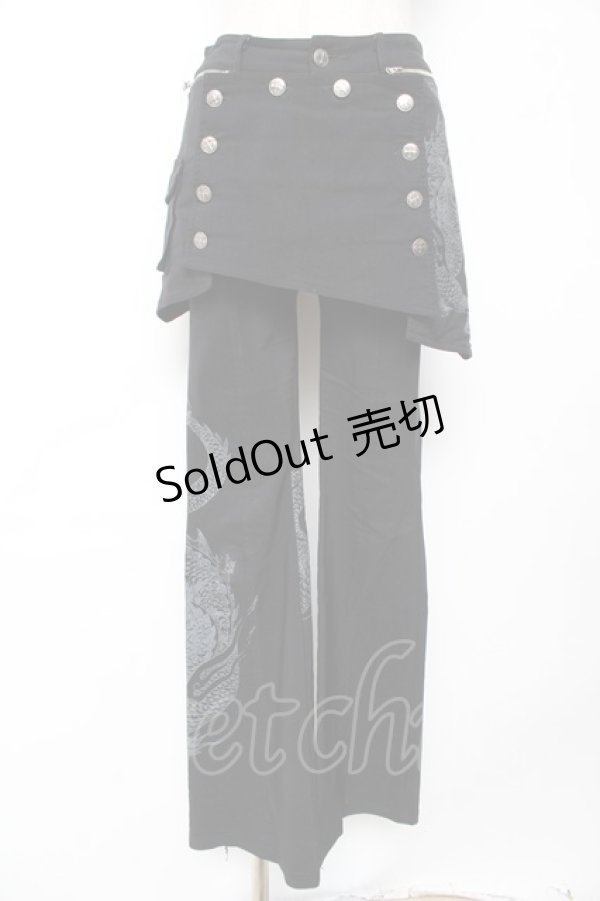 画像1: Ozz On / 龍ptスカート付きフレアパンツ  黒 Y-25-12-01-127-OO-PA-SZ-ZY (1)