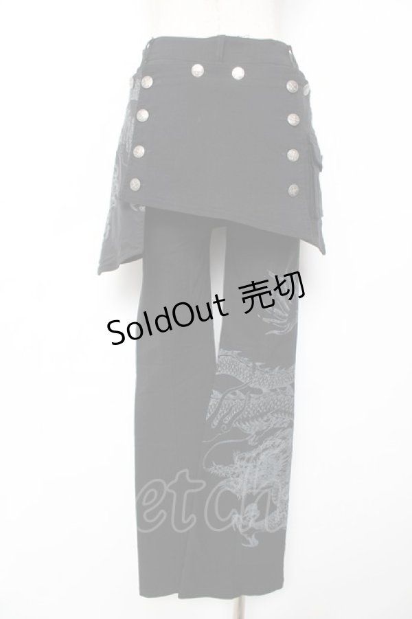 画像2: Ozz On / 龍ptスカート付きフレアパンツ  黒 Y-25-12-01-127-OO-PA-SZ-ZY (2)