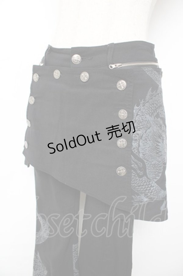 画像3: Ozz On / 龍ptスカート付きフレアパンツ  黒 Y-25-12-01-127-OO-PA-SZ-ZY (3)