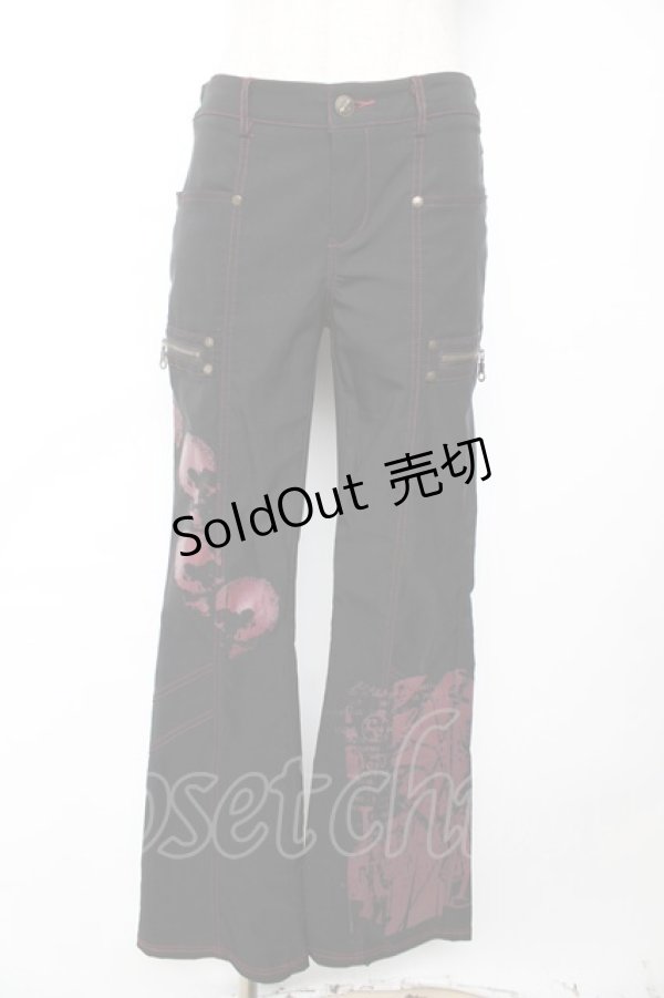 画像1: Ozz On / 英字ptフレアパンツ  黒 Y-25-12-01-130-OO-PA-SZ-ZY (1)