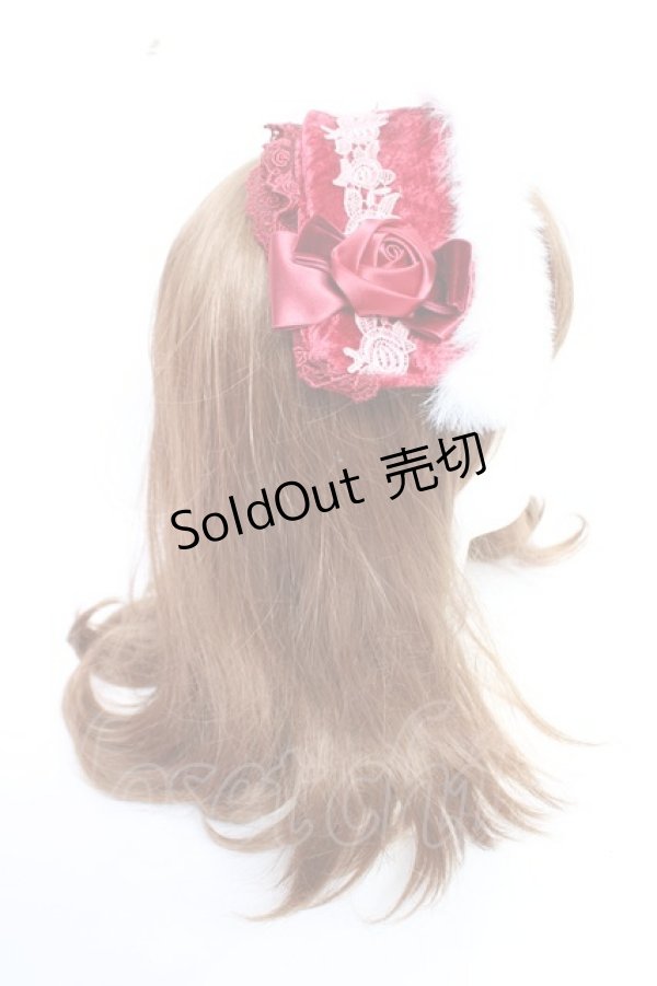 画像3: Je;embellir / ファーヘッドドレス  ワイン Y-25-12-01-019-LO-ZA-SZ-ZY (3)