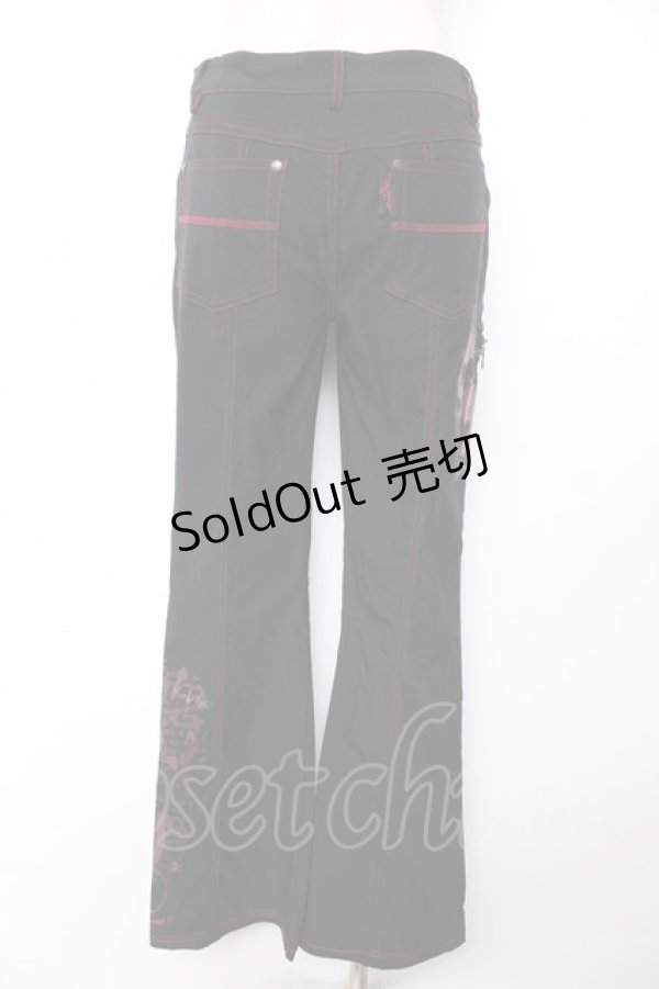 画像2: Ozz On / 英字ptフレアパンツ  黒 Y-25-12-01-130-OO-PA-SZ-ZY (2)