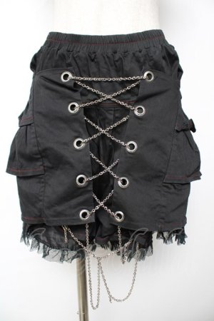 画像: PUTUMAYO / チェーン付きフリルスカート  黒 Y-25-12-01-131-PT-SK-SZ-ZY