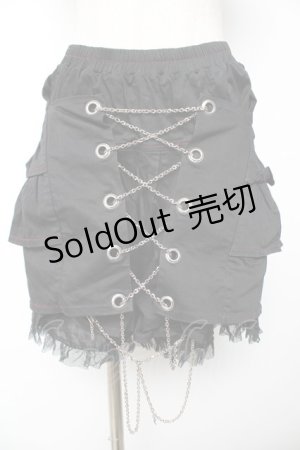 画像: PUTUMAYO / チェーン付きフリルスカート  黒 Y-25-12-01-131-PT-SK-SZ-ZY