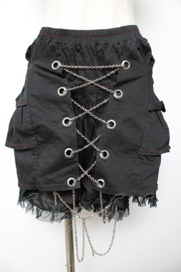 画像1: PUTUMAYO / チェーン付きフリルスカート  黒 Y-25-12-01-131-PT-SK-SZ-ZY (1)