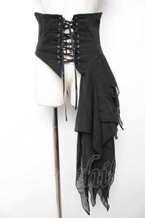 画像: BPN / 燕尾デザインアシメソフトコルセット M 黒 Y-25-12-01-132-GO-SK-SZ-ZY