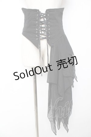 画像: BPN / 燕尾デザインアシメソフトコルセット M 黒 Y-25-12-01-132-GO-SK-SZ-ZY